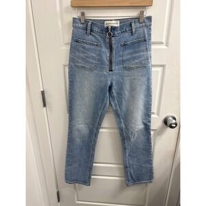 Denim Forum The Just Peachy Straight Jeans Light Wash O-Ring Zip Front Size 28